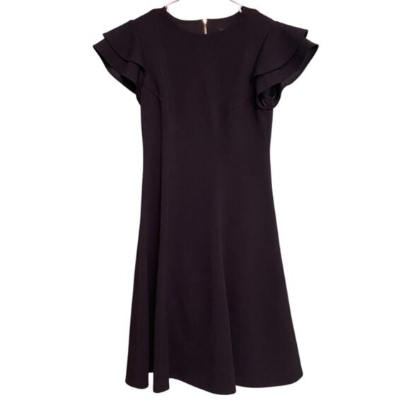 Tommy Hilfiger Scuba Crepe Layer Flutter Sleeve Dress - Picture 3 of 9